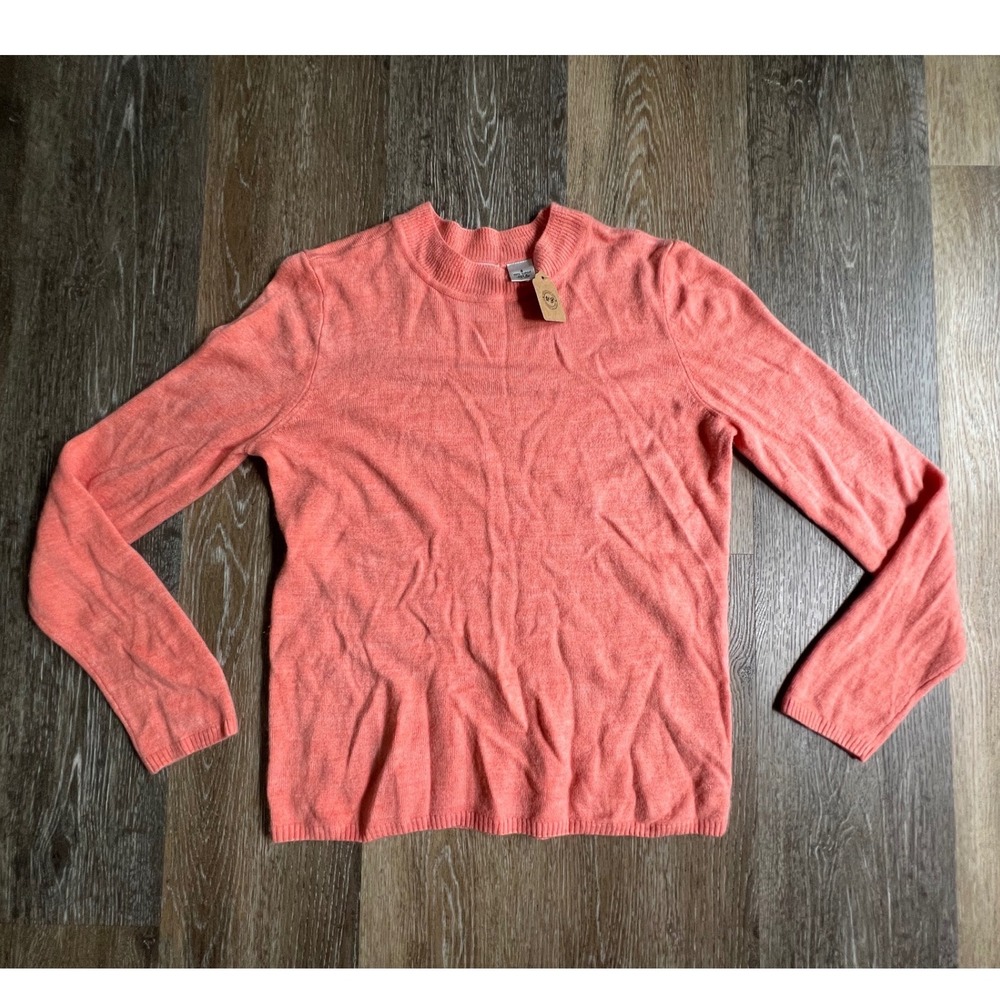 Kim Rogers Sweater Women S Coral Pink Cashmalon Long Sleeve Crew Neck Knit Top